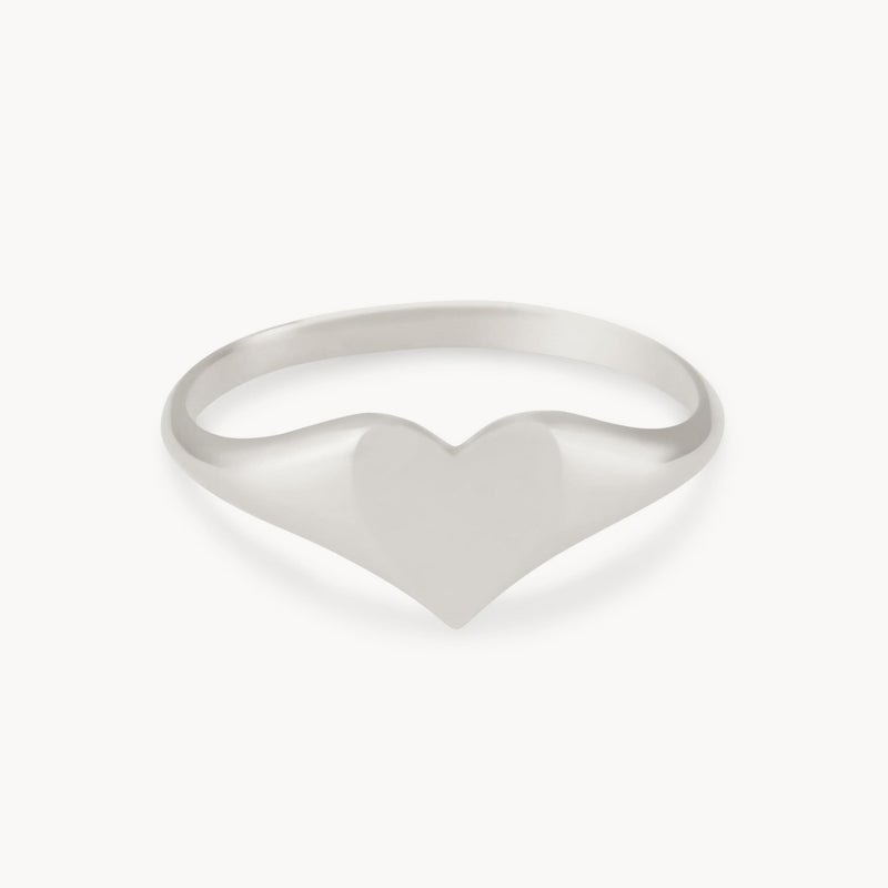 lovely heart signet ring - sterling silver