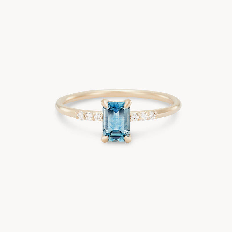 honour one-of-a-kind - 14k yellow gold, baguette blue sapphire
