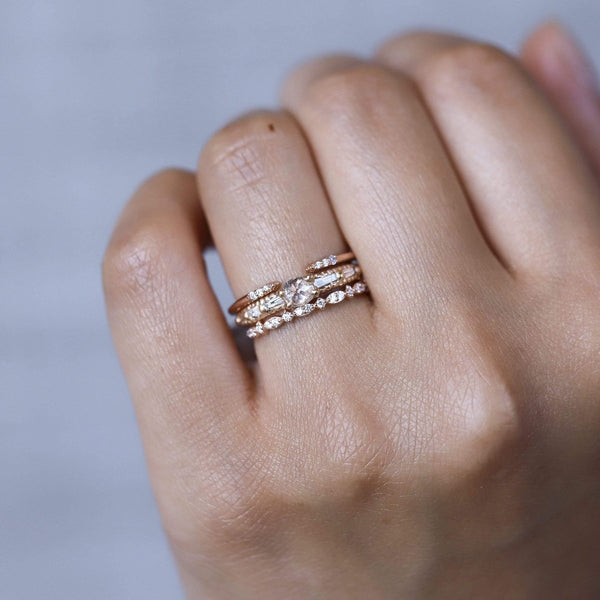 coco ring (size 6) - 18k rose gold, white diamond