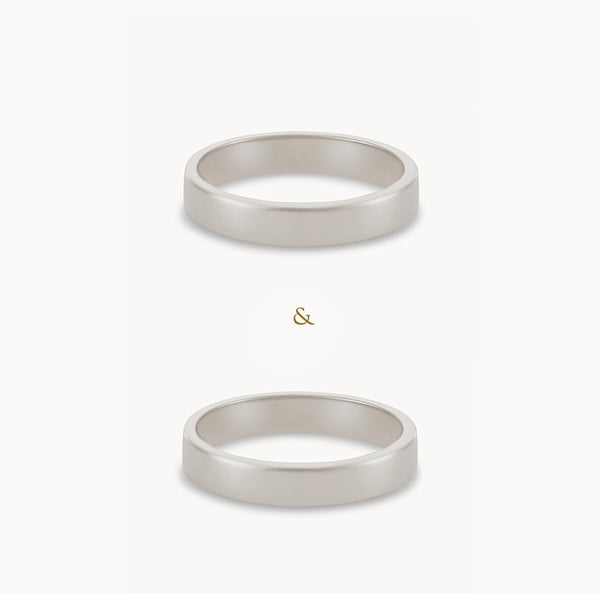 infinity love wedding band set of 2 polished - 14k white gold