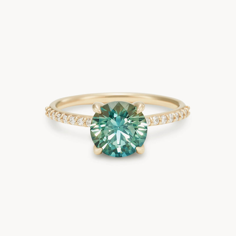 i carry your heart with me one-of-a-kind ring - 14k yellow gold, round sapphire, diamonds