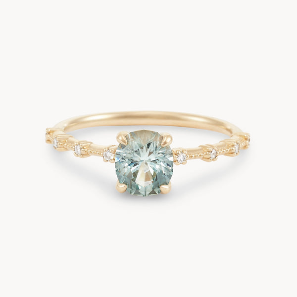 infinite journey one-of-a-kind ring - 14k yellow gold ring, pale mint green oval sapphire