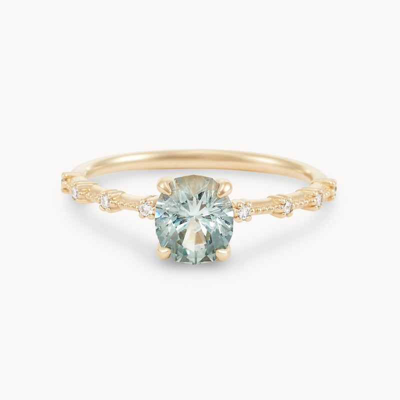 infinite journey one-of-a-kind ring - 14k yellow gold ring, pale mint green oval sapphire