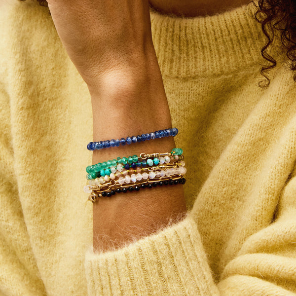 kyanite beaded mood bracelet - 10k yellow gold, natural kyanite, brilliant diamonds