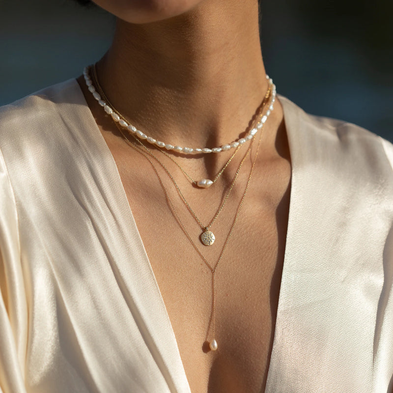 sofia perla lariat necklace - 14k yellow gold necklace with pearl
