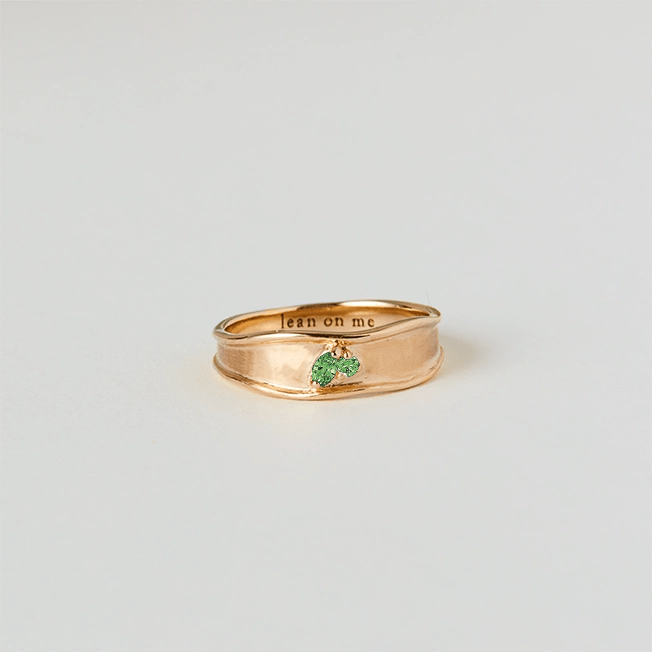 the kindred spirits emerald lean on me band ring - 10k yellow gold, emerald