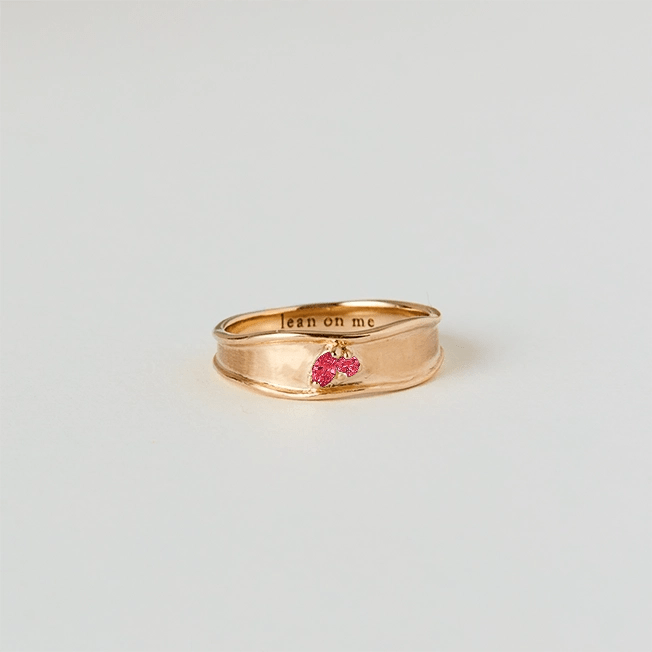 the kindred spirits ruby lean on me band ring - 10k yellow gold, ruby