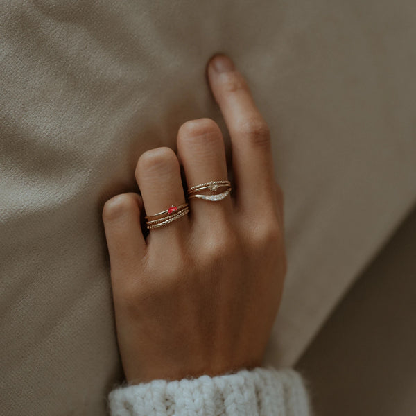 Lean on me ruby ring - 10k yellow gold, ruby