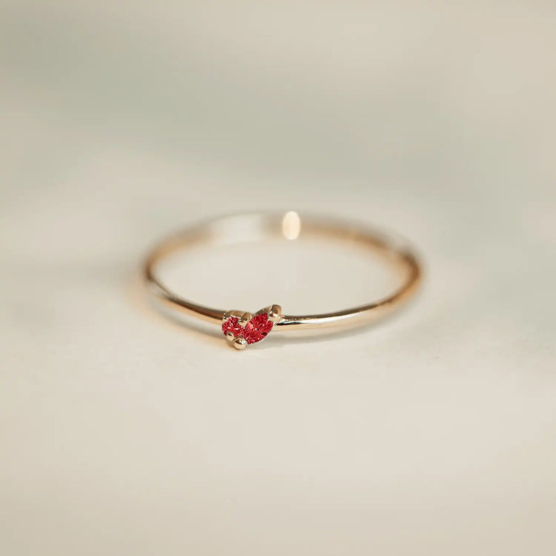 Lean on me ruby ring - 10k yellow gold, ruby