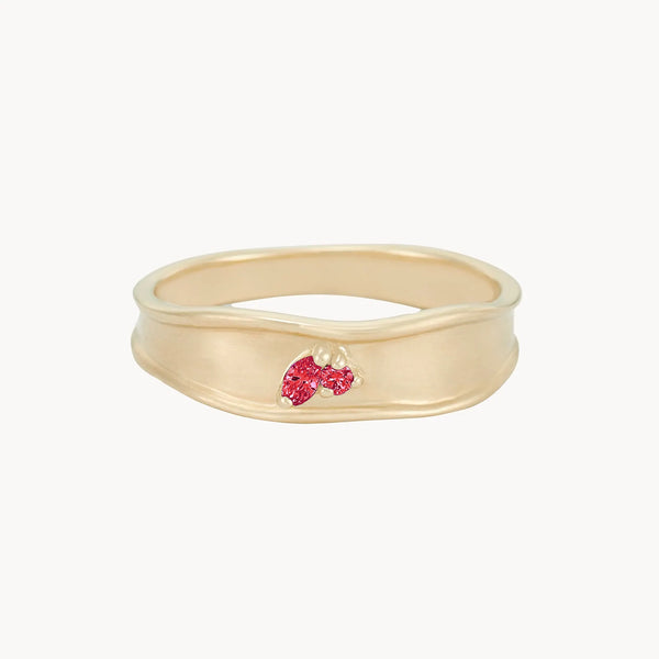 the kindred spirits ruby lean on me band ring - 10k yellow gold, ruby