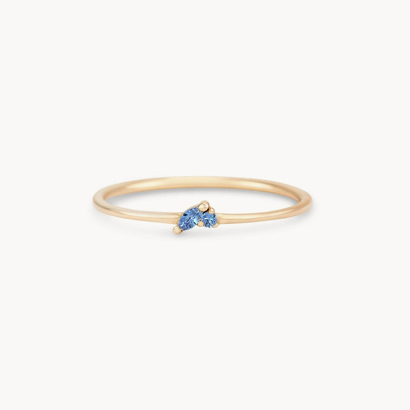 Lean on me blue sapphire ring - 10k yellow gold, blue sapphire