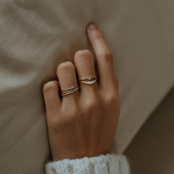 Lean on me blue sapphire ring - 10k yellow gold, blue sapphire