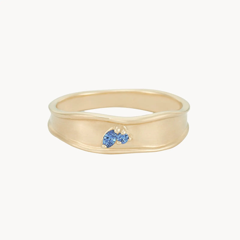 the kindred spirits blue sapphire lean on me band ring - 10k yellow gold, blue sapphire