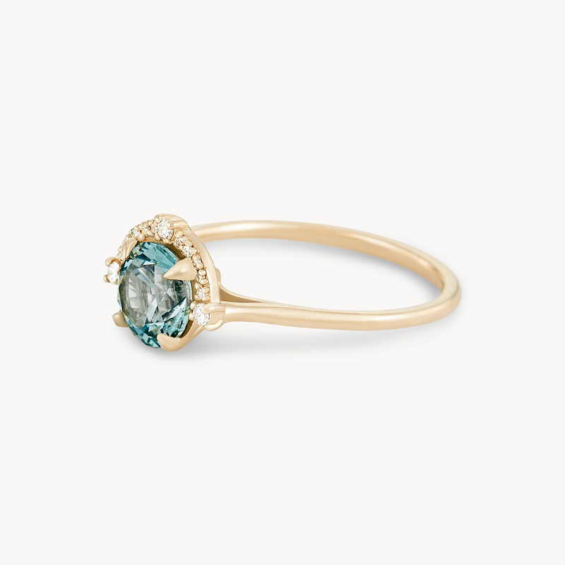 luminous night one-of-a-kind - 14k yellow gold ring, icy blue sapphire -AC