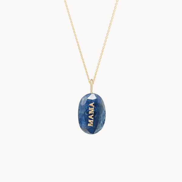 mama blue sapphire bloom necklace - 10k yellow gold, blue sapphire, diamonds