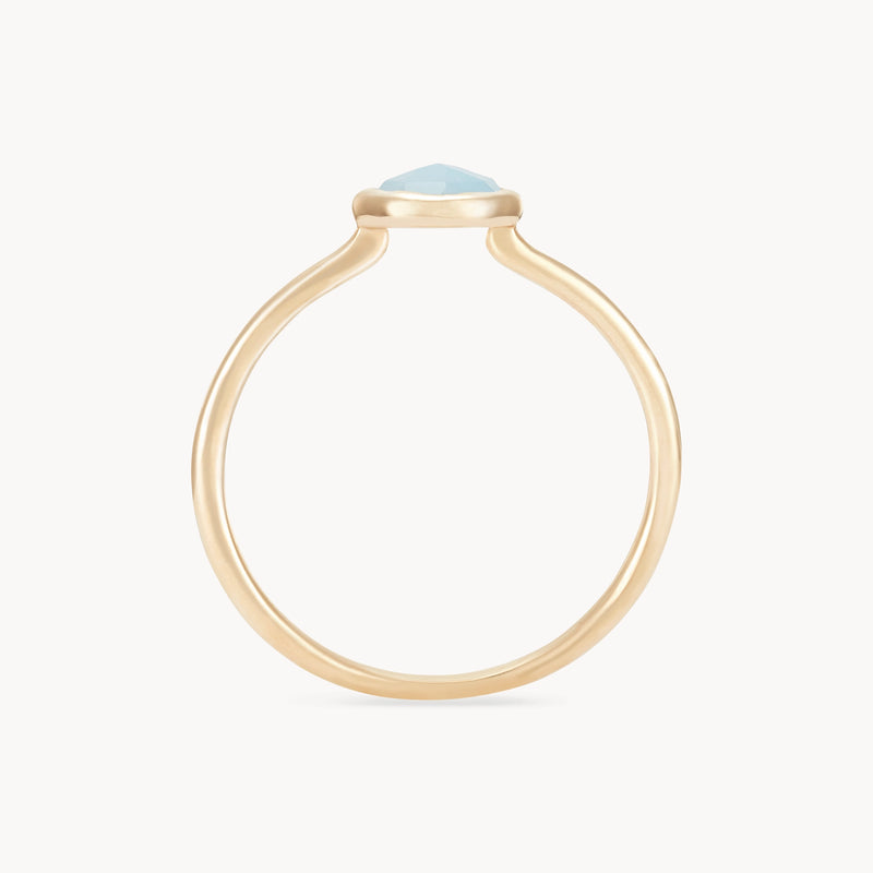 aquamarine mini mood ring - 10k yellow gold, aquamarine