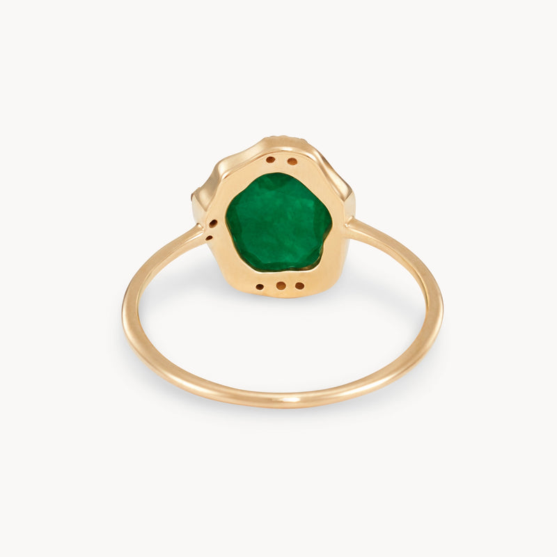 emerald diamond mood ring - 14k yellow gold, emerald and brilliant diamonds