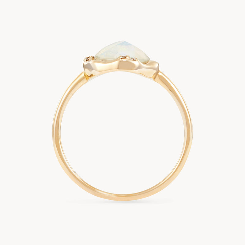 fire opal diamond mood ring - 14k yellow gold, fire opal and brilliant diamonds