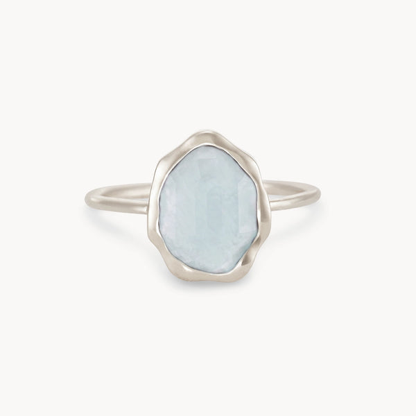 blue chalcedony mood ring silver - sterling silver, blue chalcedony