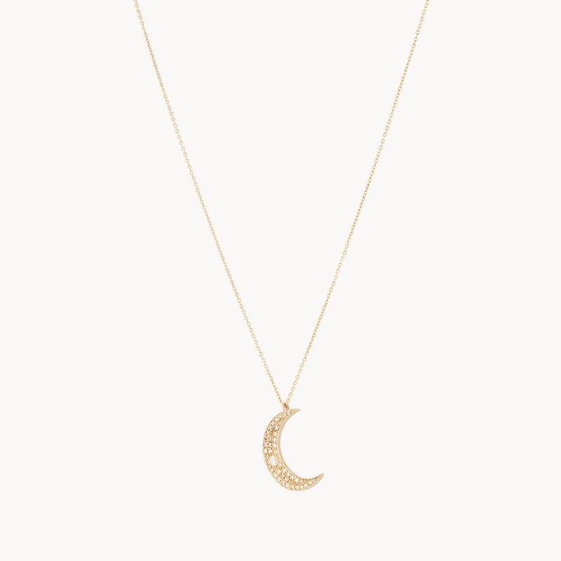 Moonlight crescent diamond necklace
