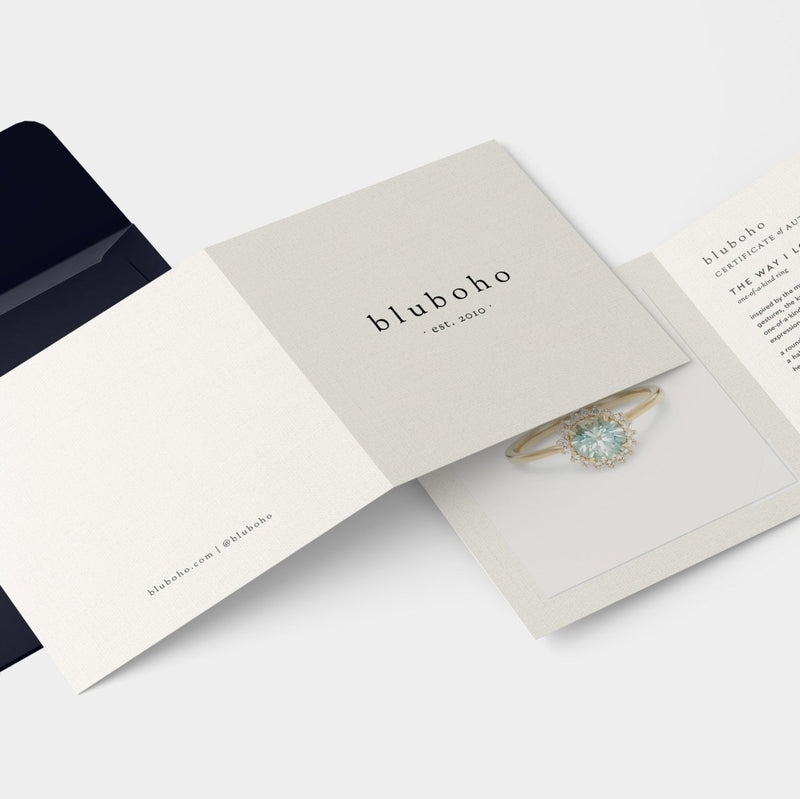 the way I love you one-of-a-kind ring - 14k yellow gold, round sapphire, diamonds