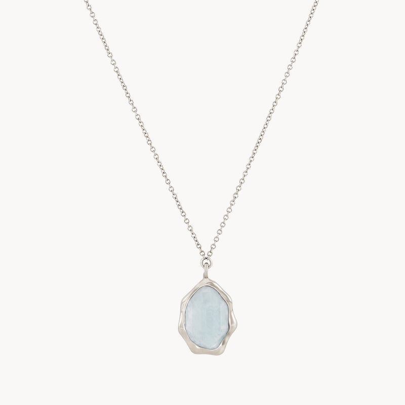 blue chalcedony mood necklace silver - sterling silver, blue chalcedony