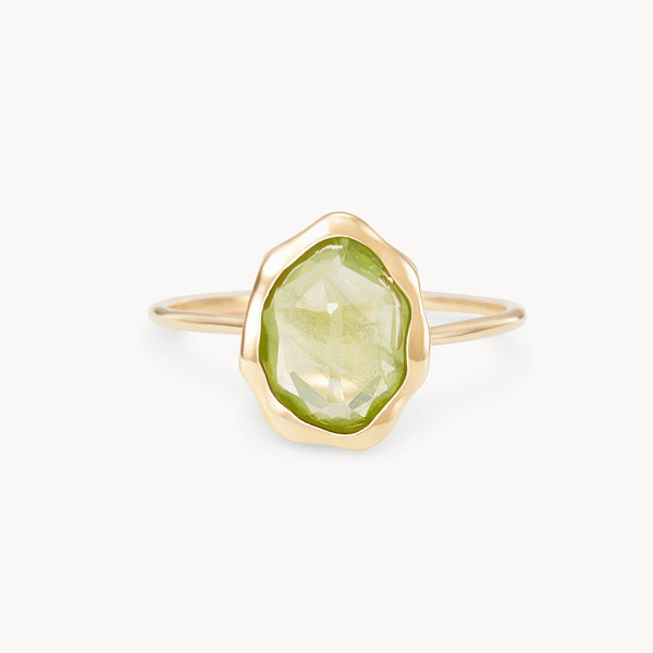 peridot mood ring - 14k yellow gold, peridot