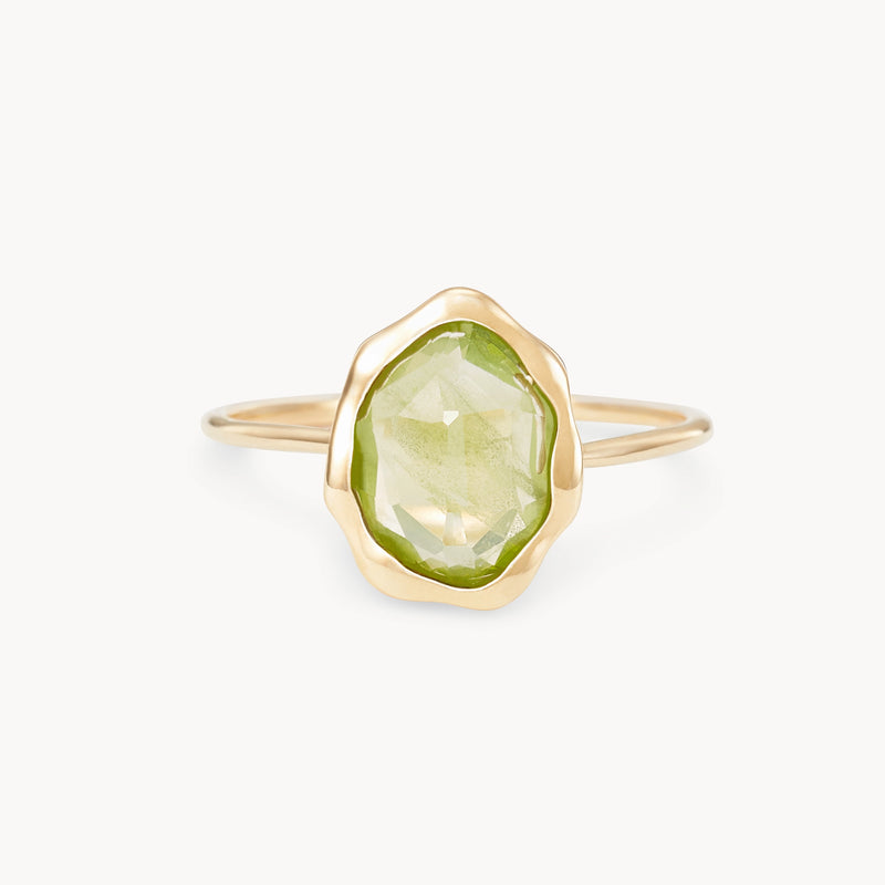 peridot mood ring - 14k yellow gold, peridot