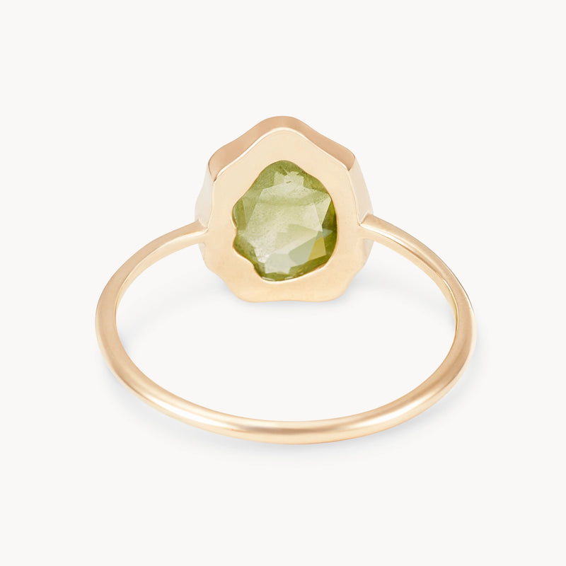 peridot mood ring - 14k yellow gold, peridot