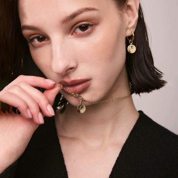 magic maker charm collector clasp necklace - 10k yellow gold, diamonds