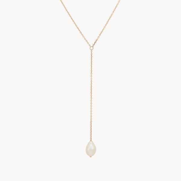 sofia perla lariat necklace - 14k yellow gold necklace with pearl