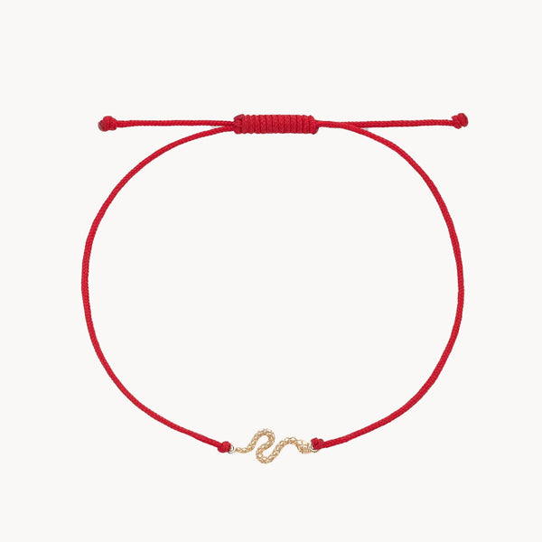 the serpent contemplation cord bracelet - 10k yellow gold, red cord