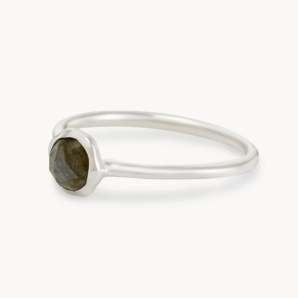 labradorite mini mood ring - sterling silver, labradorite gemstone