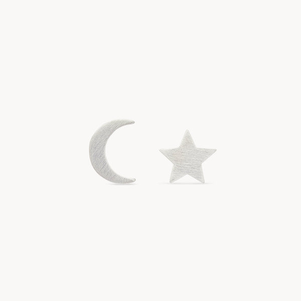 moon and star earrings - sterling silver
