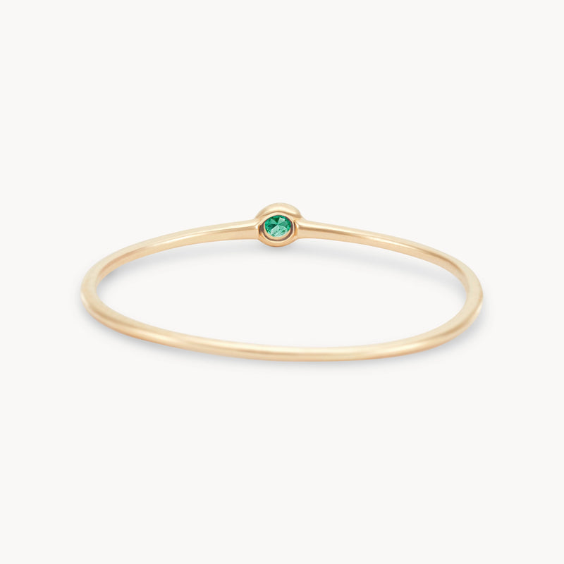 new bezel set serendipity emerald stacking ring - 10k yellow gold rear view