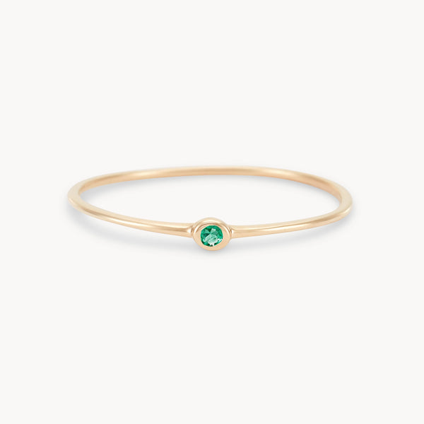 new bezel set serendipity emerald stacking ring - 10k yellow gold