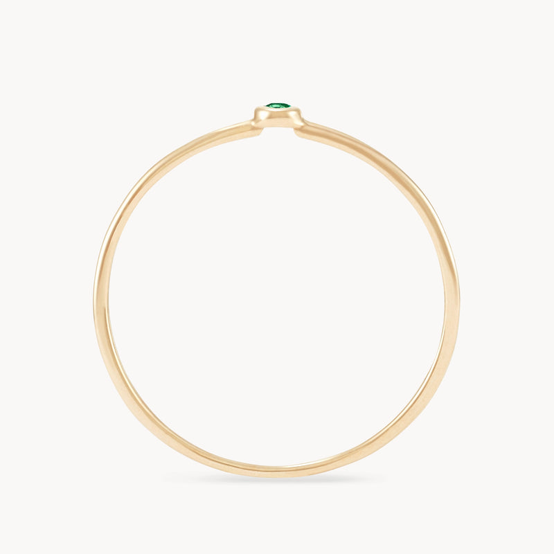 new bezel set serendipity emerald stacking ring - 10k yellow gold top view