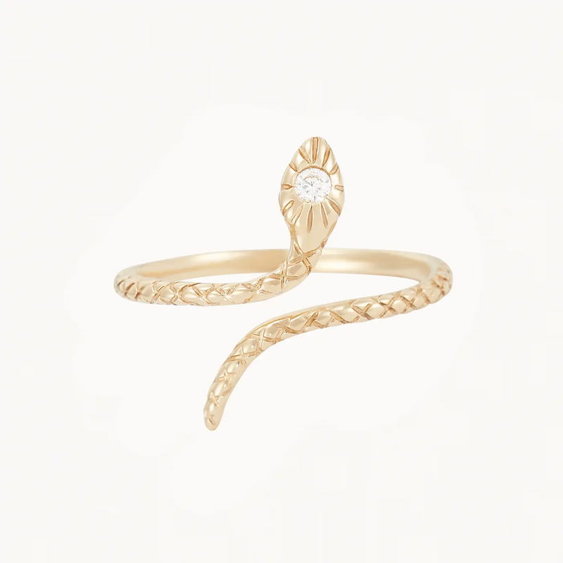 the serpent revival diamond cuff ring - 14k yellow gold, diamonds