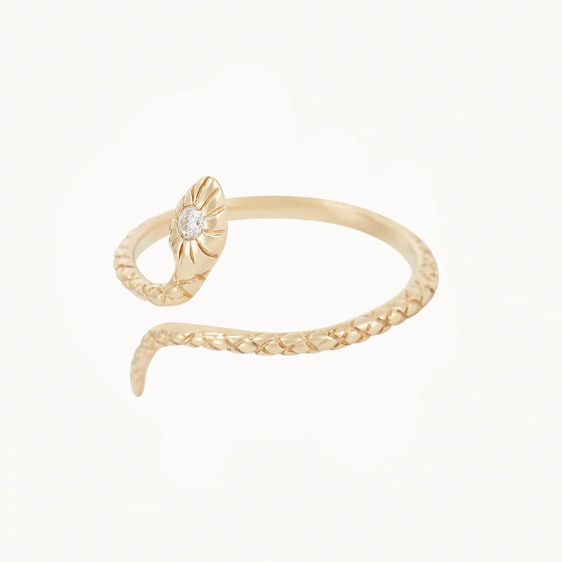 the serpent revival diamond cuff ring - 14k yellow gold, diamonds