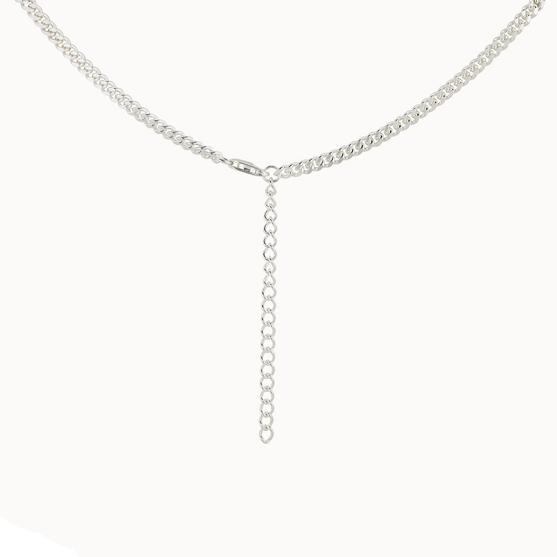 curb silver necklace - sterling silver