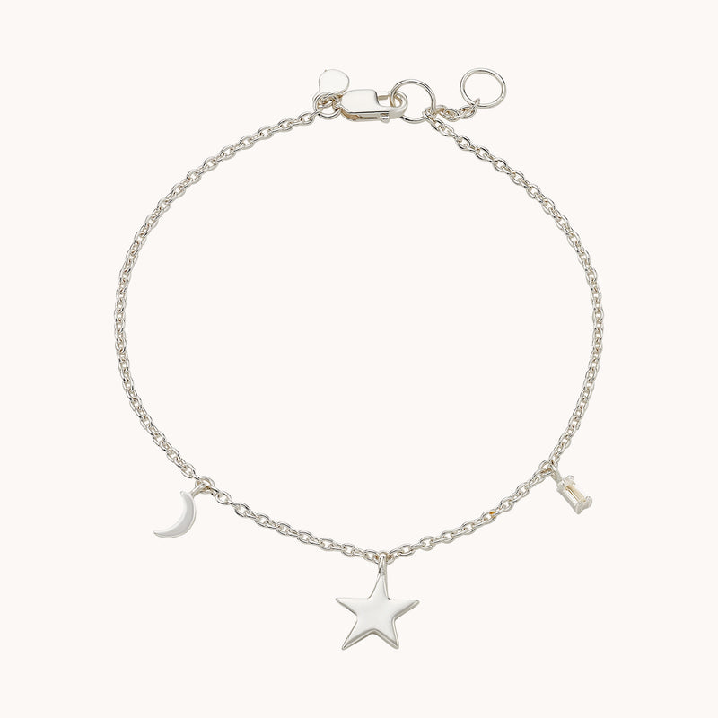 bright star white topaz baguette bracelet silver - sterling silver