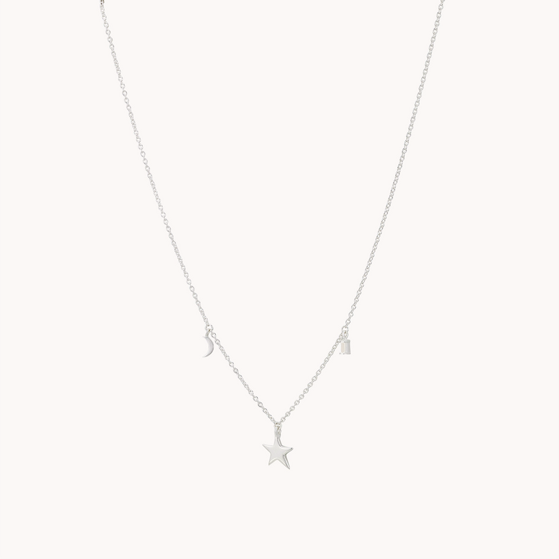 Bright star white topaz baguette necklace silver - sterling silver