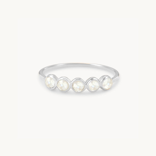 moonstone five stone mood ring - sterling silver, moonstone