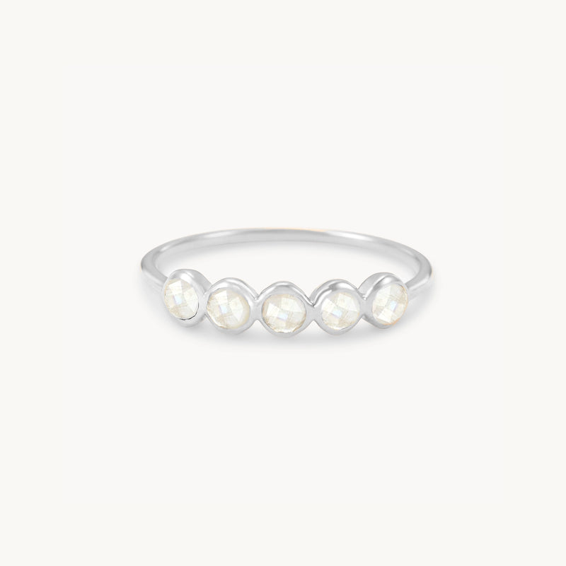 moonstone five stone mood ring - sterling silver, moonstone