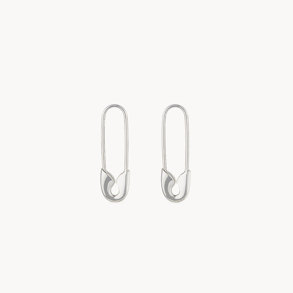 safety pin hoops - sterling silver