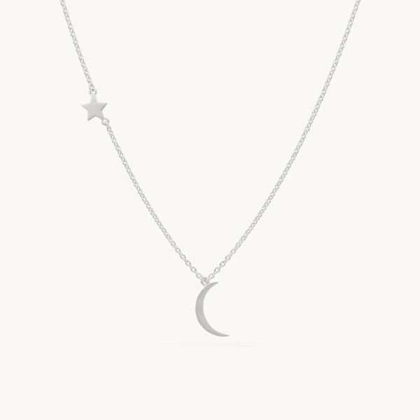 moon and star necklace - sterling silver
