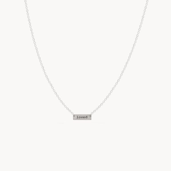 tiny loved plate necklace - sterling silver