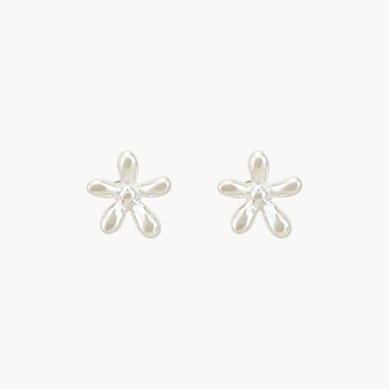 5 petal flower earrings - sterling silver