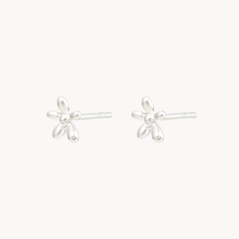 5 petal flower earrings - sterling silver