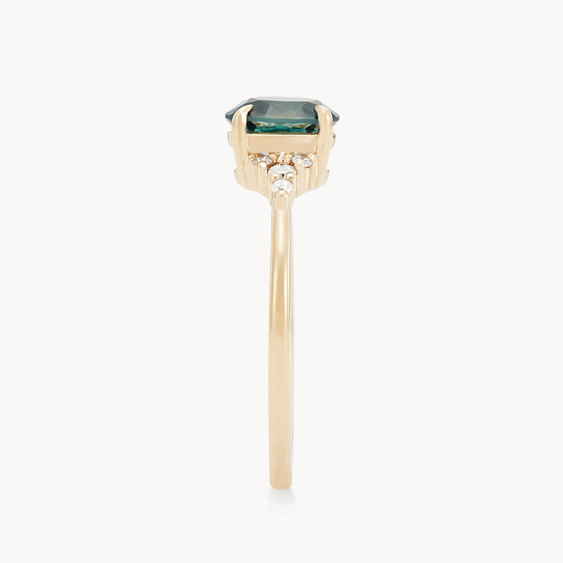 take me to the sea one-of-a-kind ring - 14k yellow gold, oval sapphire, diamonds